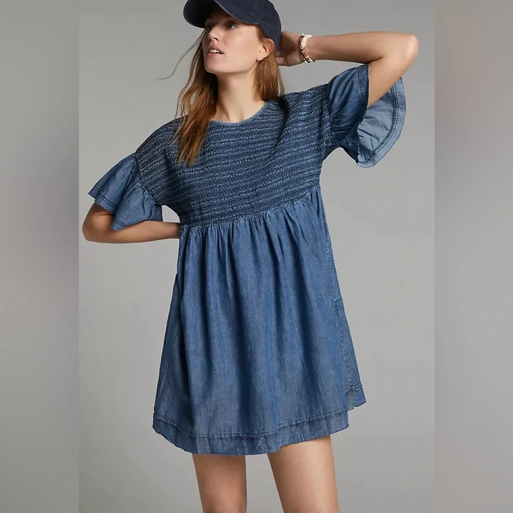 Anthropologie Luz Chambray Mini Dress - Picture 1 of 11